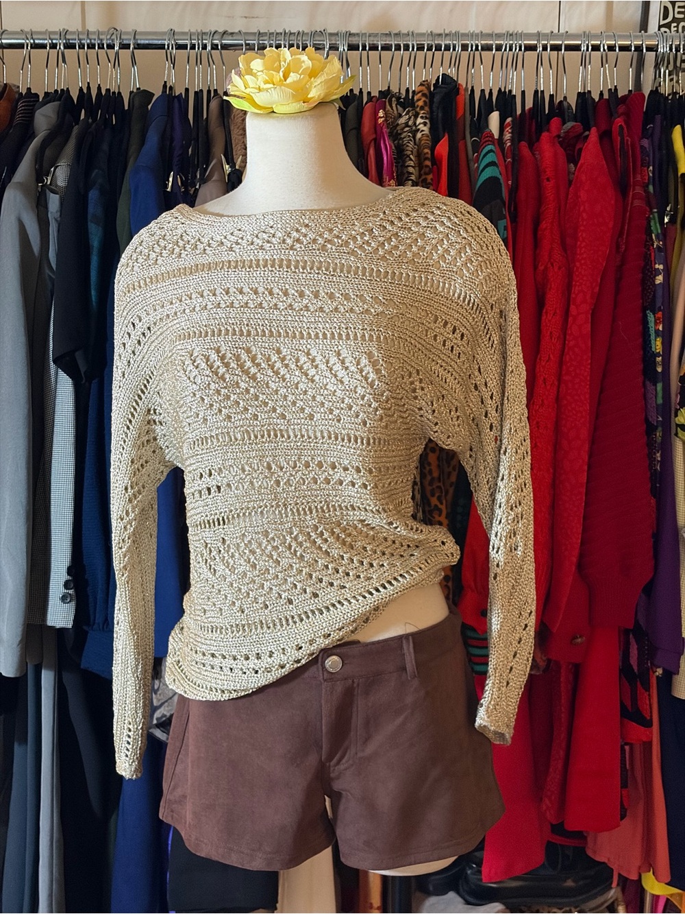 ALICE + OLIVIA Open-Knit Cream Sweater